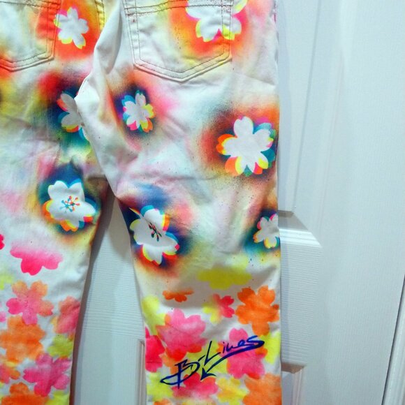 Custom paint job cherry blossom Tommy Hilfiger X B-Lines woman jeans - Picture 11 of 13